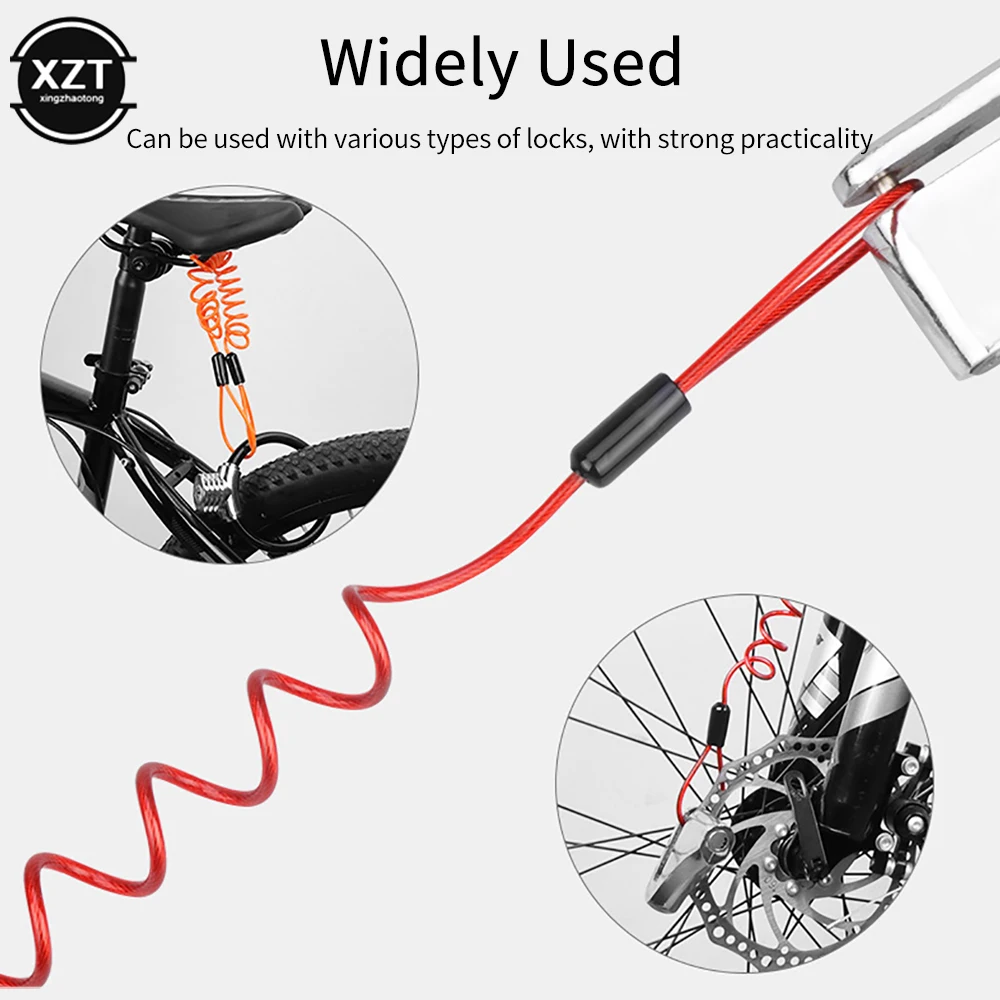 1.2m Safety Disc Brake Anti-theft Security Reminder Motorcycle Alarm Bold Spring Cable Helmet Wire Bicycle Lock Rope Bike Tool thumbnail 3
