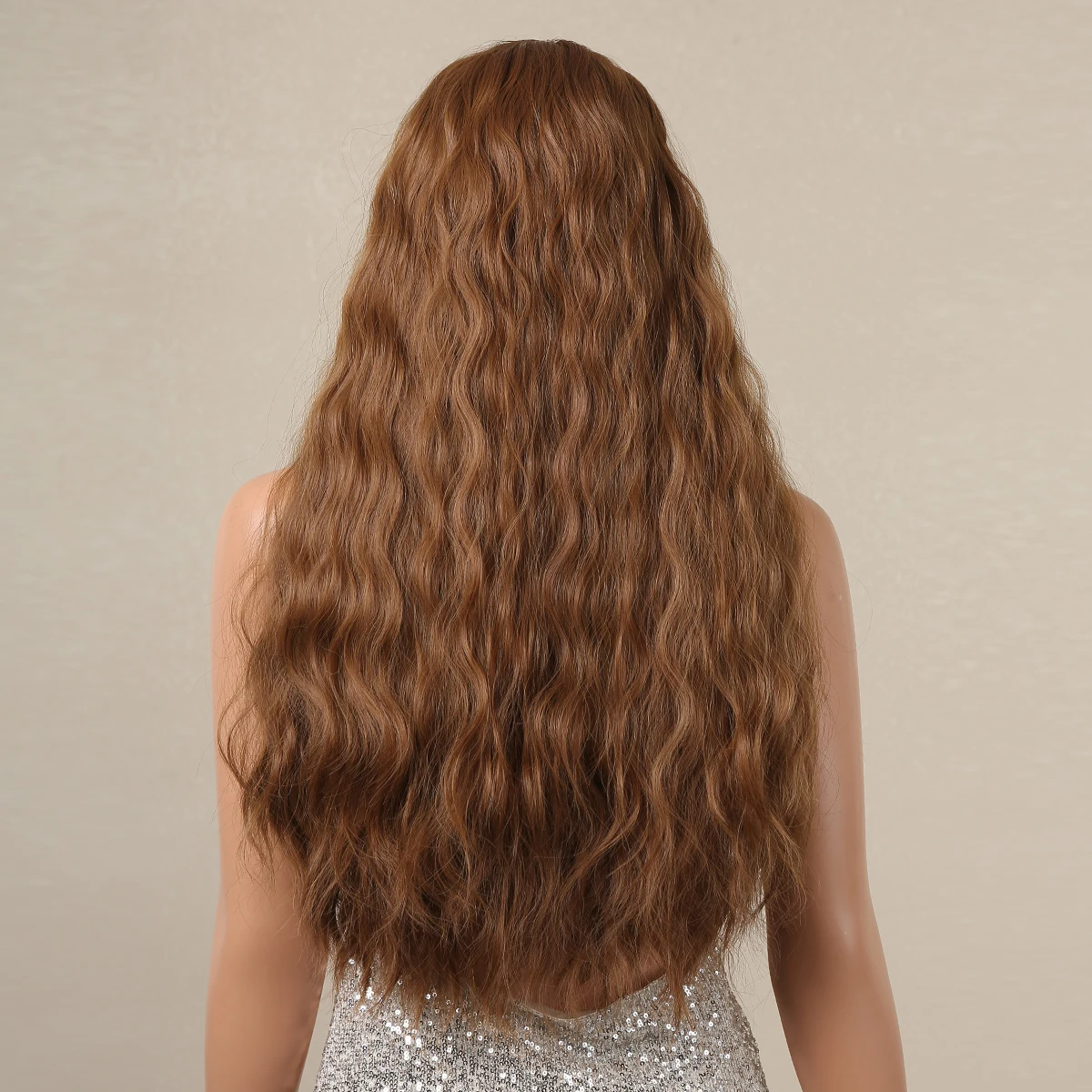 Brown Headband Synthetic Wig Long Curly Wavy Wig Natural Looking Daily Hair for Women Party Cosplay Use High Temperature Fiber thumbnail 5