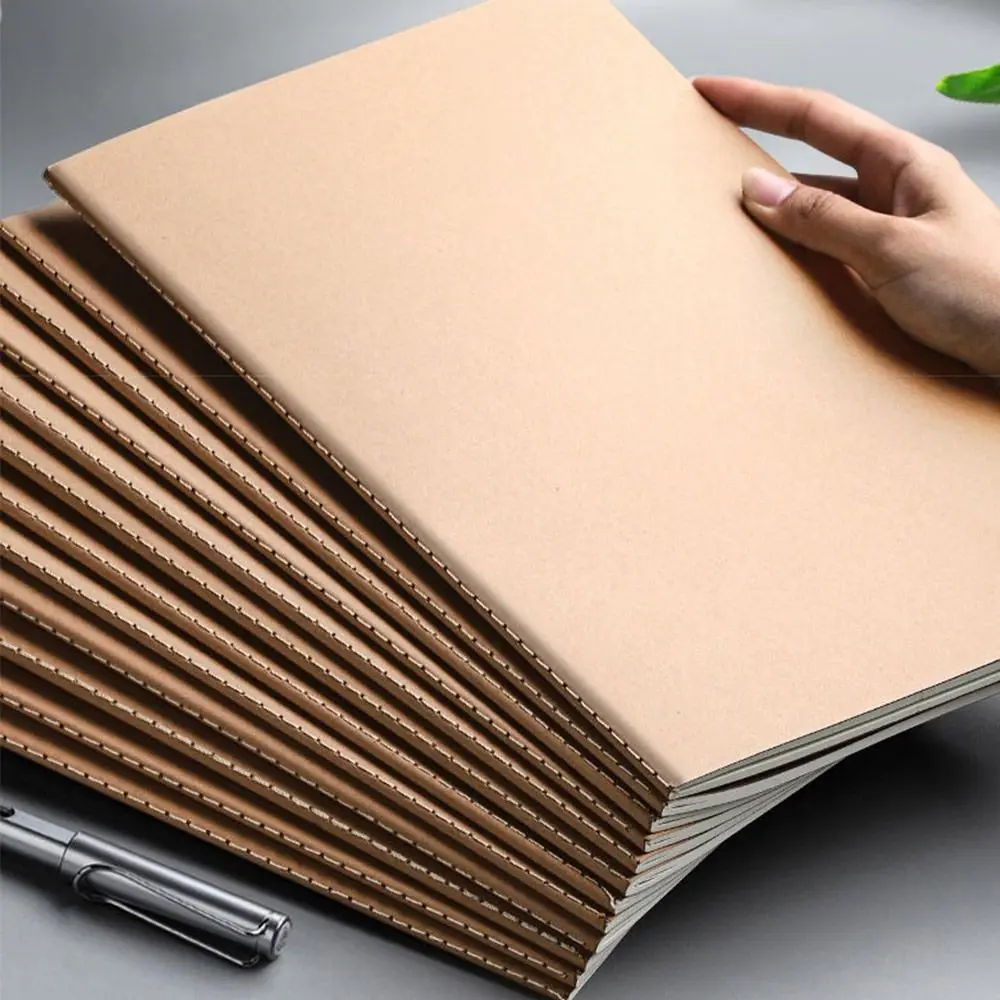 High Quality A4/B5 Notebook Kraft Cover Grid/Lined/Blank Notepad Sketchbook School thumbnail 5