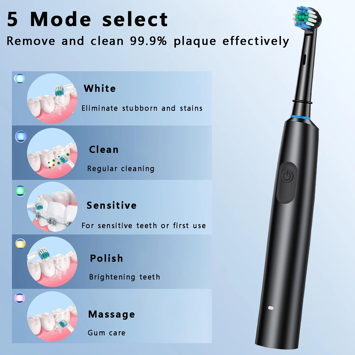 Electric Toothbrush Rotary Cleaning Teeth Brush Waterproof Electronic Tooth Brush With Timer Rechargeable Toothbrush with 8 Head thumbnail 5