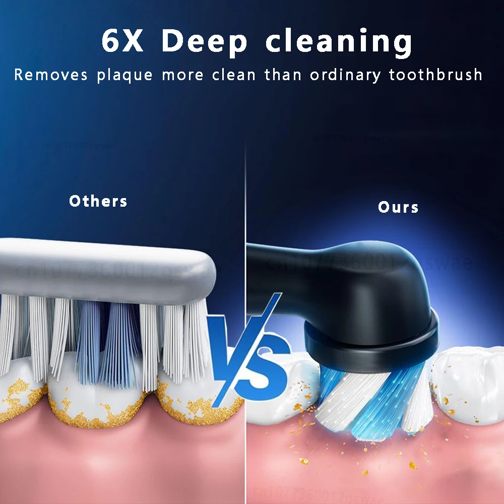 Electric Toothbrush Rotary Cleaning Teeth Brush Waterproof Electronic Tooth Brush With Timer Rechargeable Toothbrush with 8 Head thumbnail 3