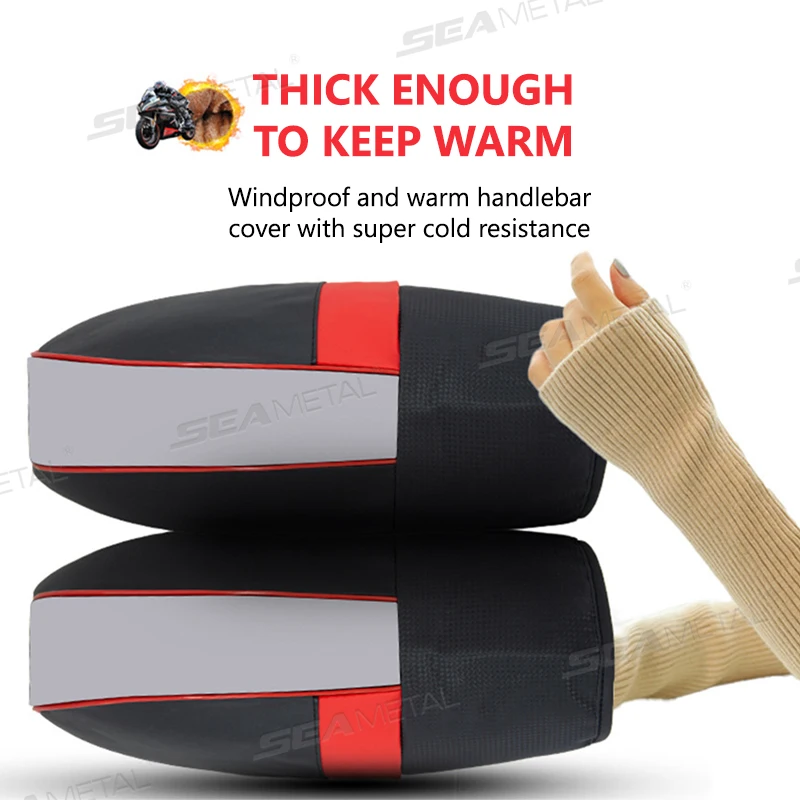SEAMETAL Winter Thermal Motorcycle Muffs Velvet Motorbike Handlebar Cover Windproof Waterproof Weather Protection Cover Gloves thumbnail 5