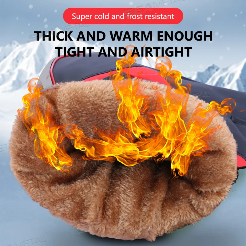 SEAMETAL Winter Thermal Motorcycle Muffs Velvet Motorbike Handlebar Cover Windproof Waterproof Weather Protection Cover Gloves thumbnail 4