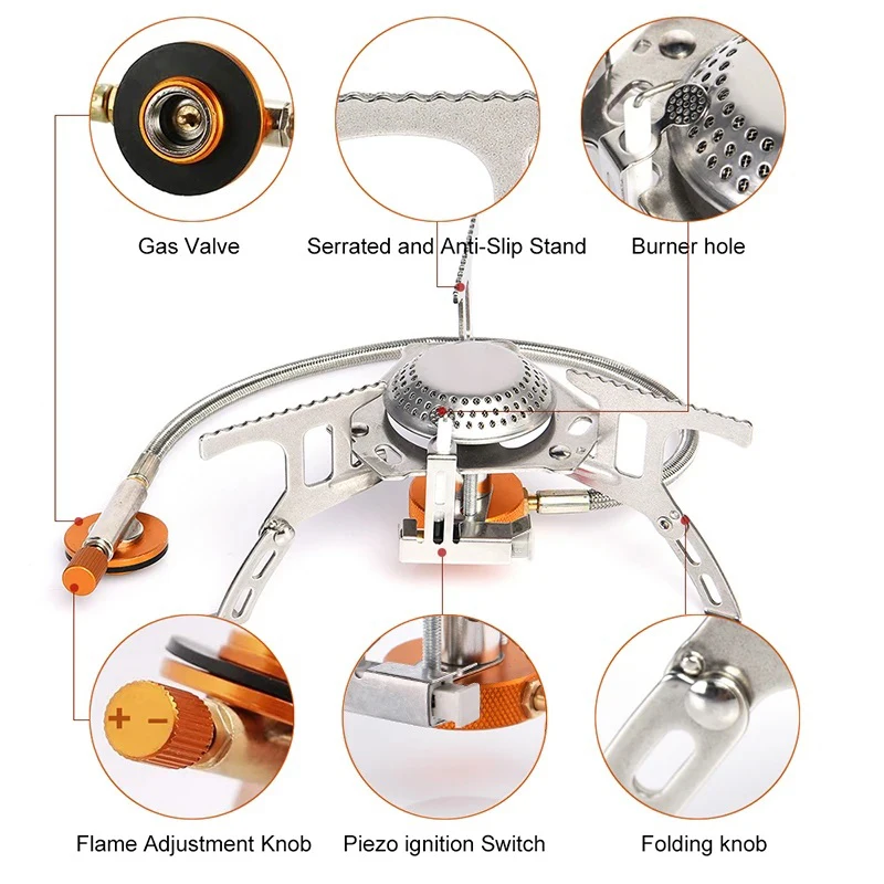 Camping Gas Stove Portable Folding Outdoor Backpacking Stove Tourist Equipment For Cooking Hiking Picnic 3500W thumbnail 6