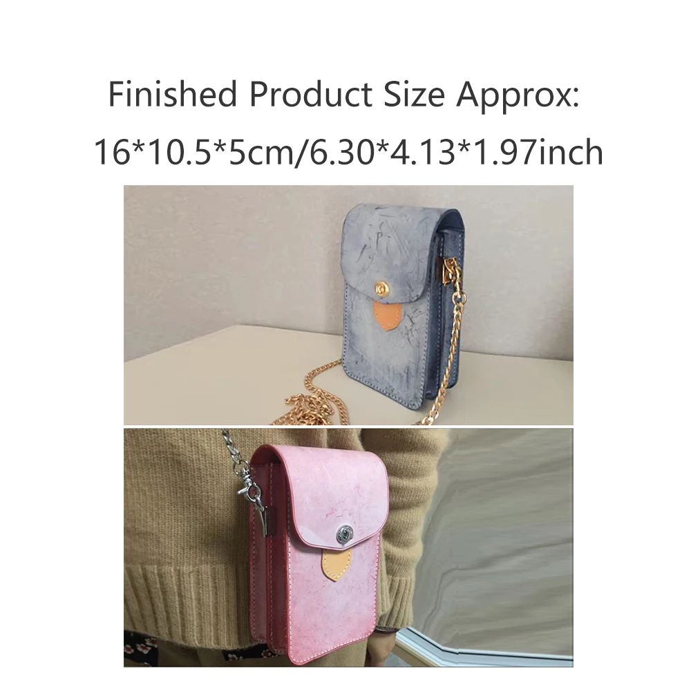 1set DIY Leathercraft Kraft Paper Pattern Templates Kit for Small Crossbody Bags & Phone Bags - Handmade Stencil Mold Supplies thumbnail 5