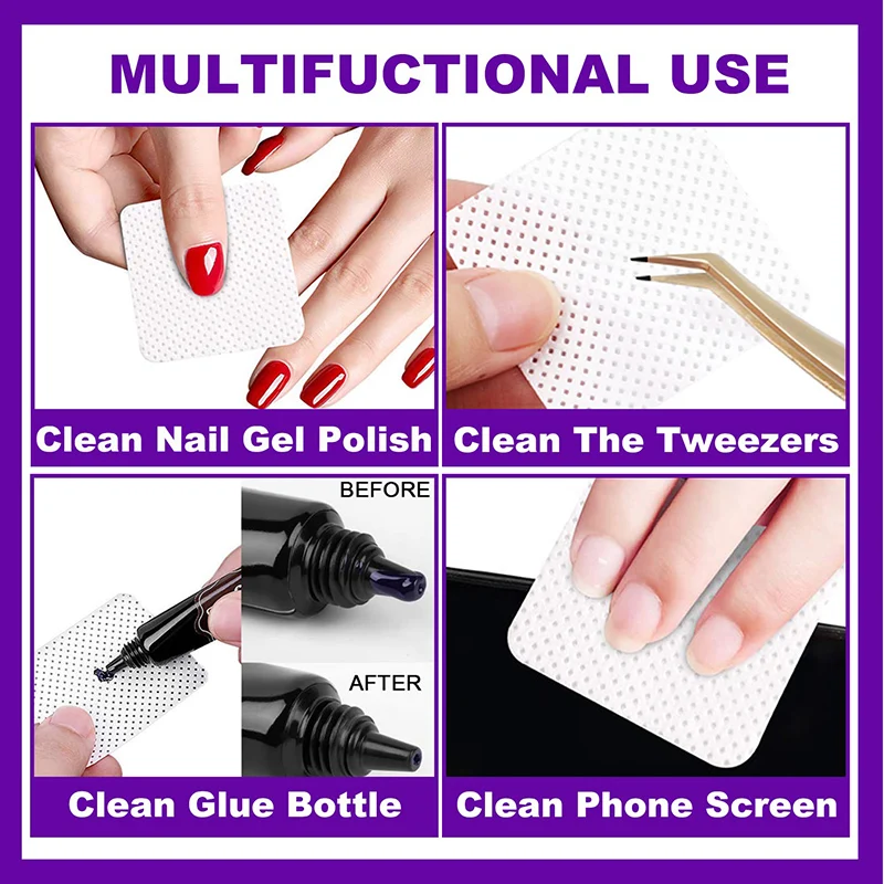 Lint Free Nail Wipes 300/200/100pcs Nail Supplies Nail Polish Remover Wipes Absorbent Soft Removal Tool for Nail Art thumbnail 2