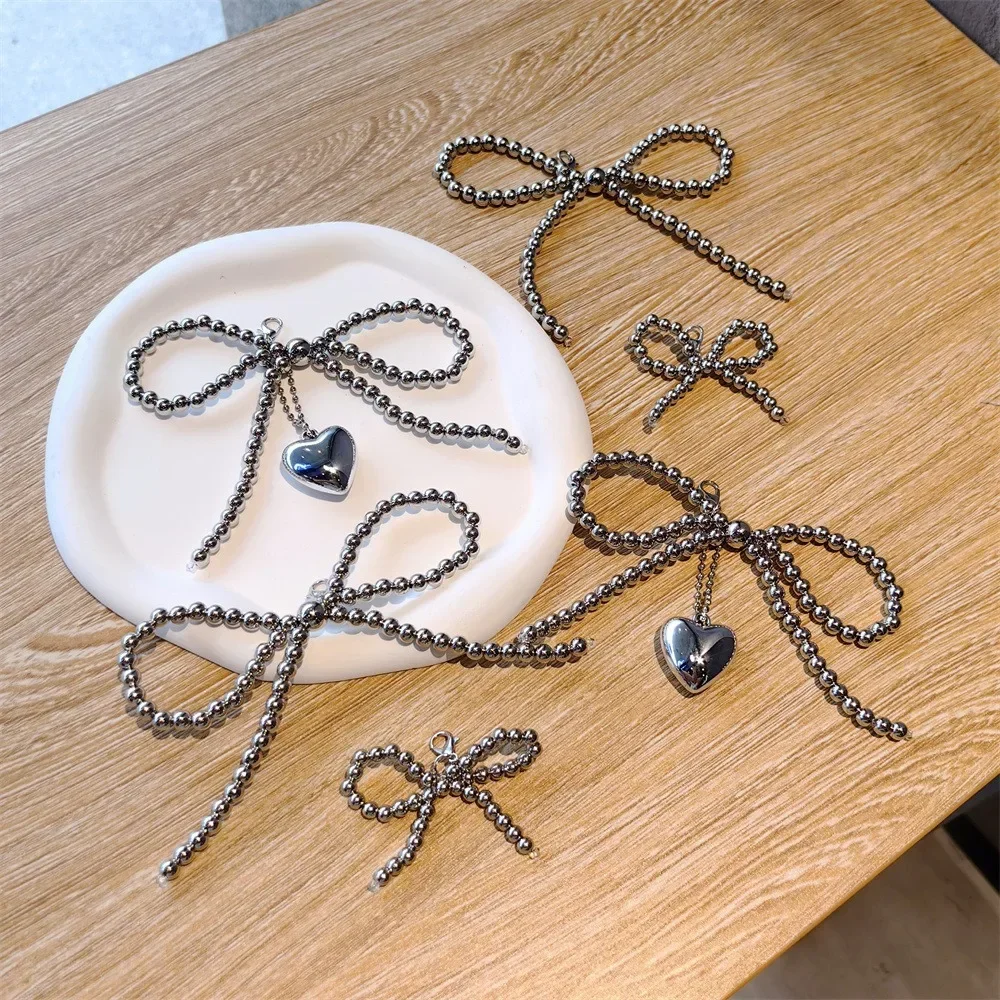 1PCS Fashion Silver Pearl Bow Pendant Gemstone Shoelaces Charms for Sneakers Shoe Decorations Buckle Girl Heart Shoe Charm thumbnail 5