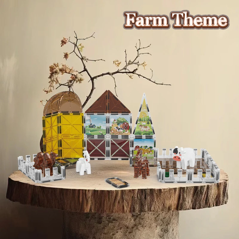 Magnetic Tiles Animal Dinosaur Theme Blocks Kids Toys DIY Farm Magnetic Tiles Scene construction Boys Game Activity Sensory Toys thumbnail 2