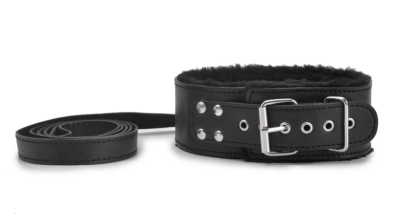 BDSM Collar Leather And Leash Plush Fetish Bondage Sex Necklace SM Toys Restraints Sex Toys For Adults Couples Games thumbnail 2