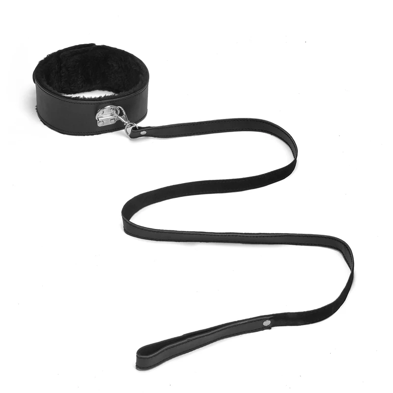 BDSM Collar Leather And Leash Plush Fetish Bondage Sex Necklace SM Toys Restraints Sex Toys For Adults Couples Games thumbnail 4