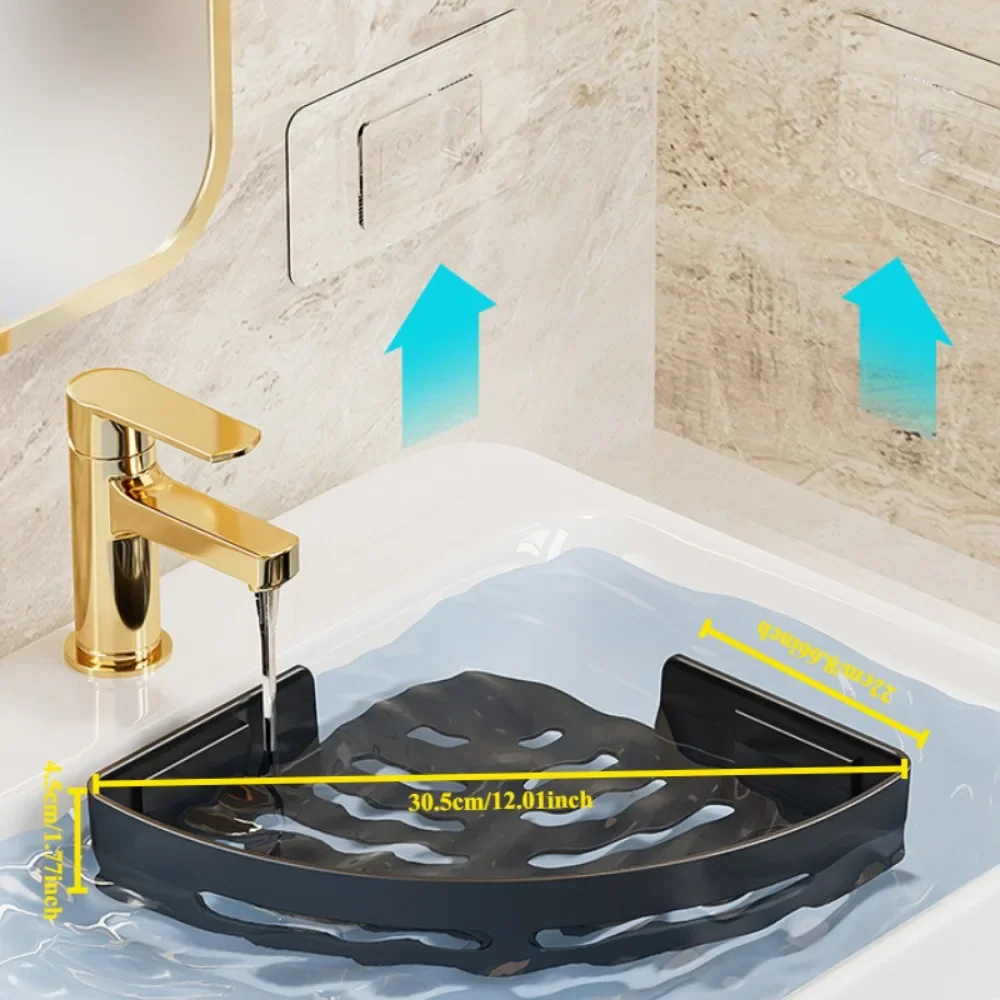 1/2/3pcs Plastic Bathroom Storage Rack Shampoo Holder Adhensive Shower Caddy Shelves Storage No Drill Shelf Corner Towel Shelves thumbnail 6