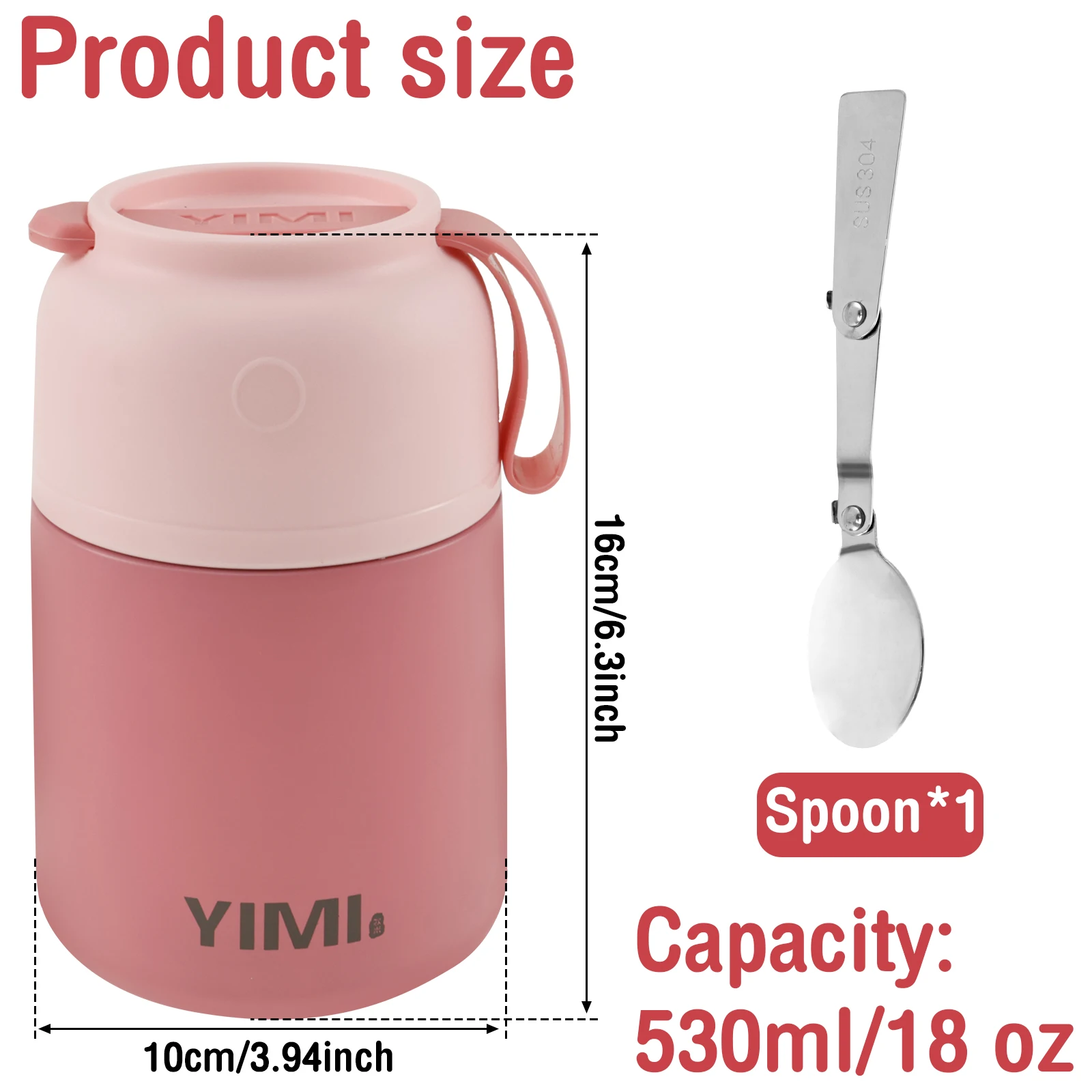 Stainless Steel Insulated Thermo Soup Cup 530ml 480ml Portable Lunch Box with Spoon Food Container Vaccum Cup Insulate Bento Box thumbnail 6