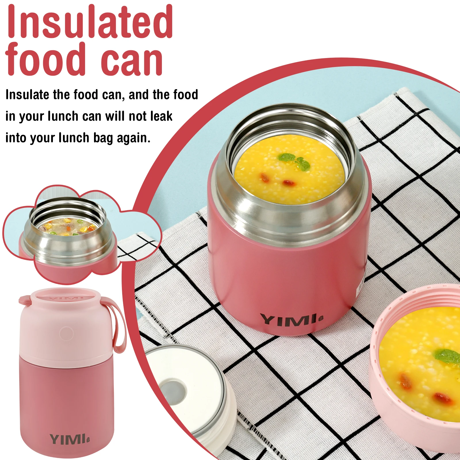 Stainless Steel Insulated Thermo Soup Cup 530ml 480ml Portable Lunch Box with Spoon Food Container Vaccum Cup Insulate Bento Box thumbnail 4
