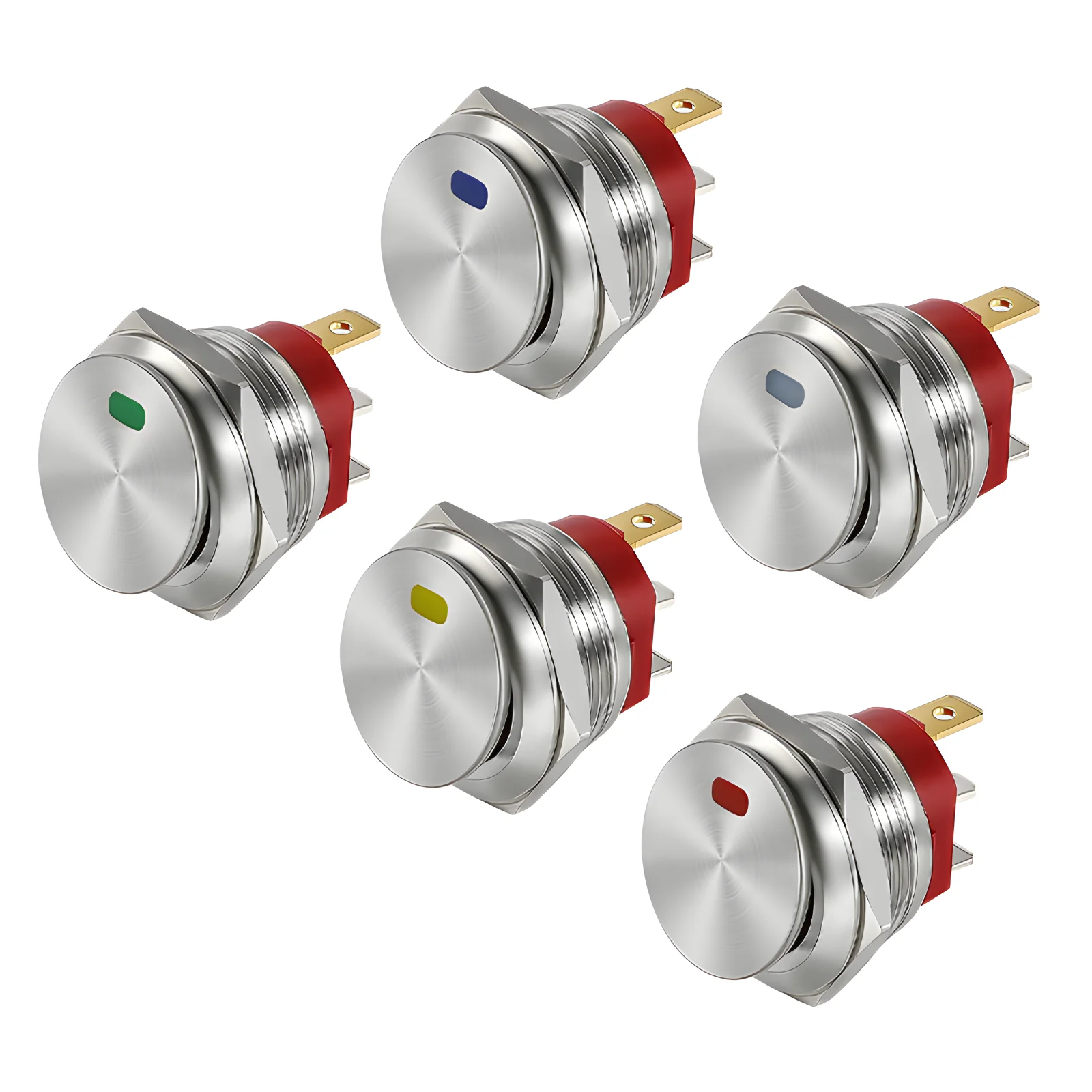 22mm Metal Button Rocker Switch Stainless Steel 12V 20A Self-locking Two Positions Car Toggle Switches ON-OFF 220V 15A 3 Pins thumbnail 5