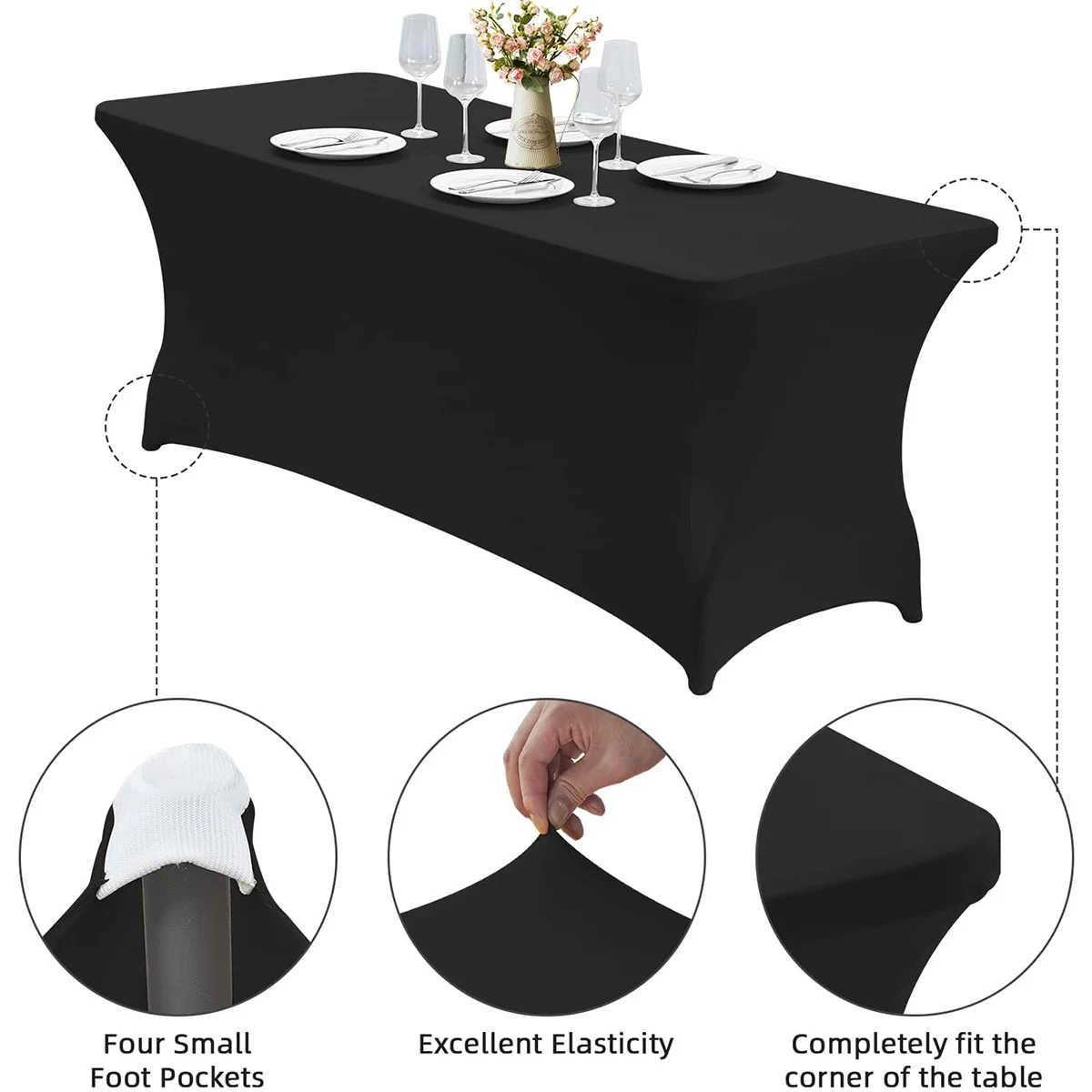 Spandex Tablecloth Tight Fitted Washable and Wrinkle Resistant Stretch Rectangular Patio Table Cover for Event Wedding Parties thumbnail 4