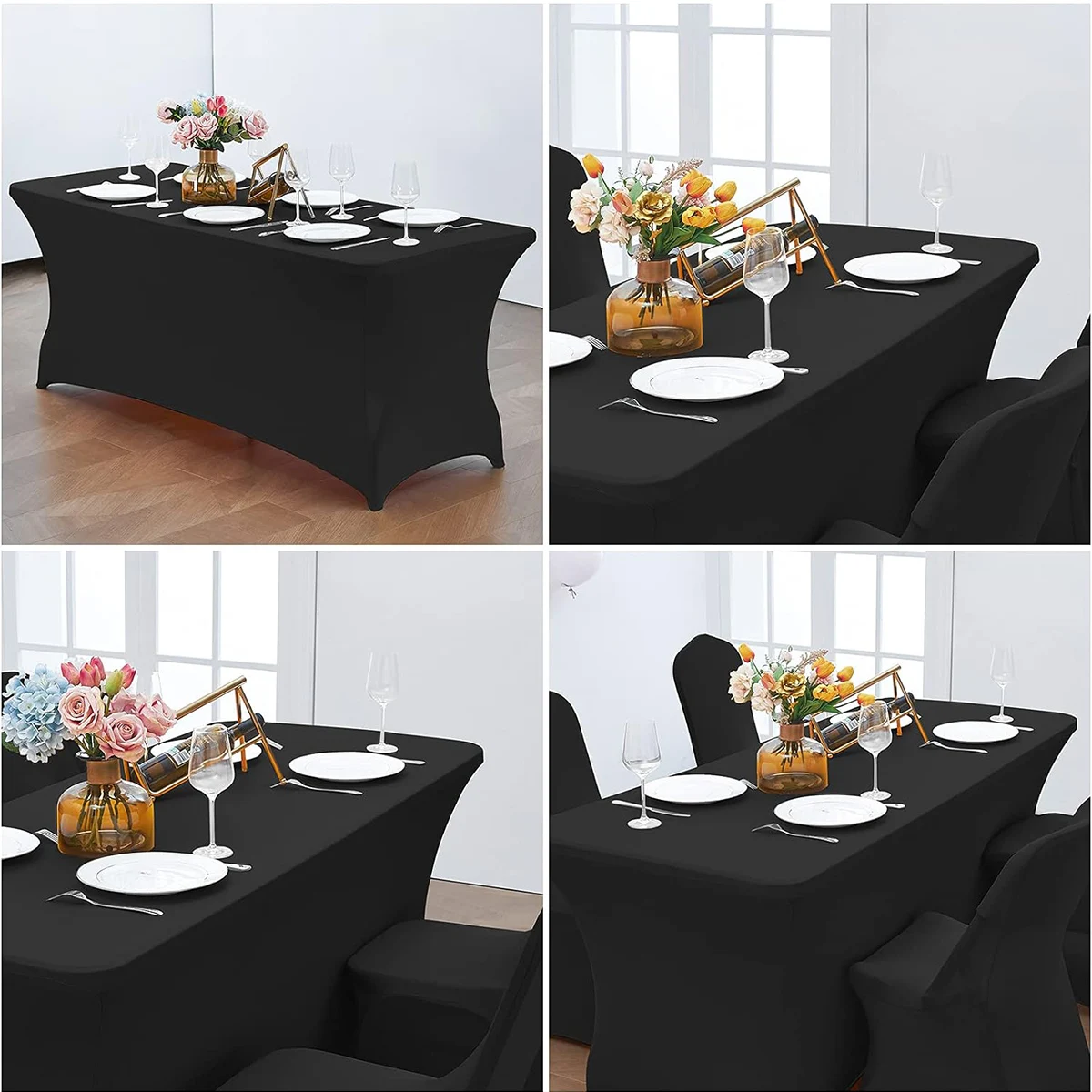 Spandex Tablecloth Tight Fitted Washable and Wrinkle Resistant Stretch Rectangular Patio Table Cover for Event Wedding Parties thumbnail 6