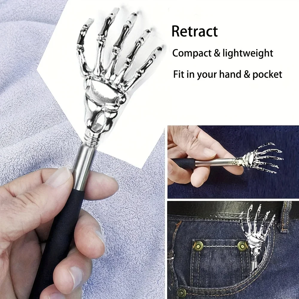 Adjustable Stainless Steel Back Scratcher with Retractable Claw for Portable and Convenient Massage and Tickle Relief thumbnail 5