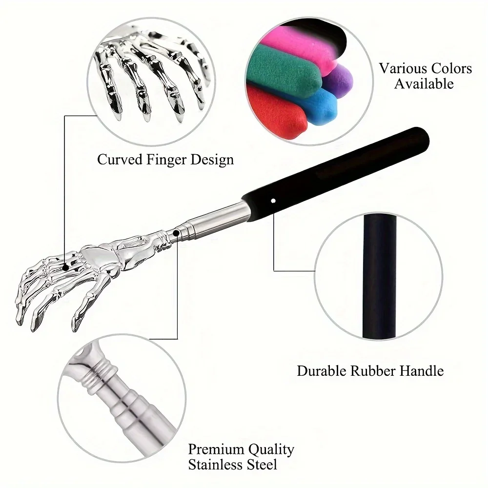 Adjustable Stainless Steel Back Scratcher with Retractable Claw for Portable and Convenient Massage and Tickle Relief thumbnail 4
