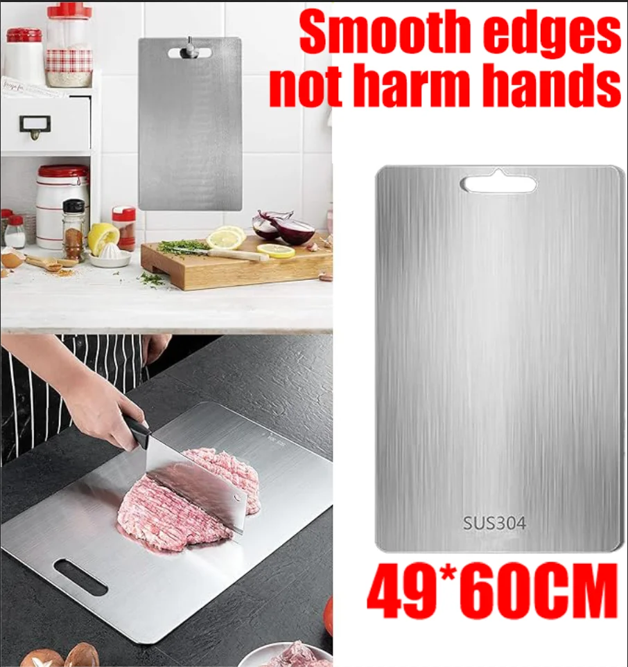 Board Kitchen Titanium Cutting Boards For Stainless  304 Steel Thickened Double-Sided Fruit Meat Chopping Food Grade Portable thumbnail 6