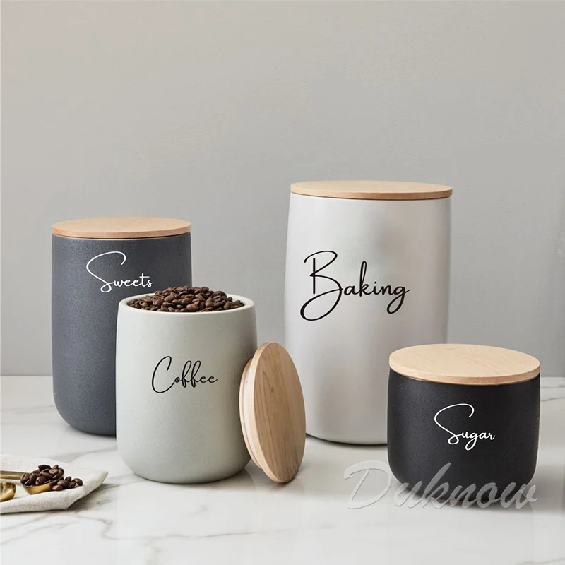 Kitchen Organization Canister Jar Labels Sticker Waterproof Decal Tea Coffee Sugar Baking Salt Quotes Vinyl Mural Art Decals thumbnail 4