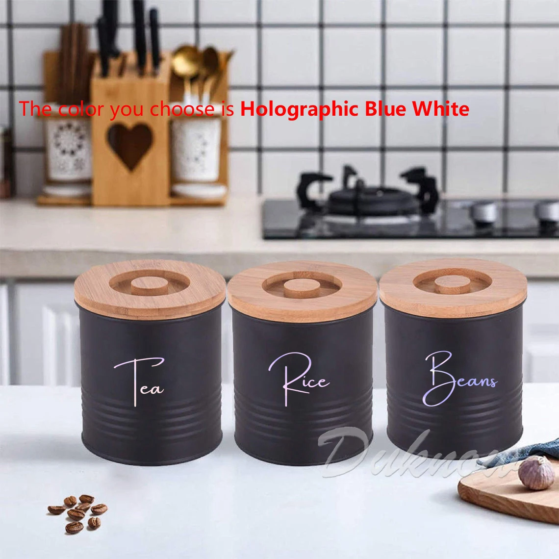 Kitchen Organization Canister Jar Labels Sticker Waterproof Decal Tea Coffee Sugar Baking Salt Quotes Vinyl Mural Art Decals thumbnail 2