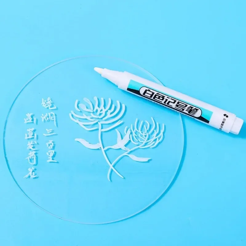 5-1PCS White Marker Pens Oily Waterproof Permanent Paint Markers Gel Pencil Tire Notebook Glass Painting Pen 0.7mm 1mm 2.5mm thumbnail 4
