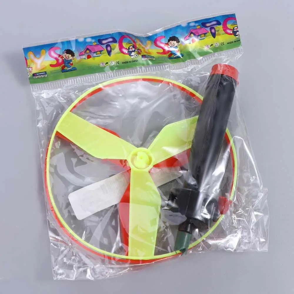 Pull String Pull String Flying Disc Flying Spin Top Hand-push Propeller Helicopter Outdoor Toys Random Color Plastic thumbnail 4