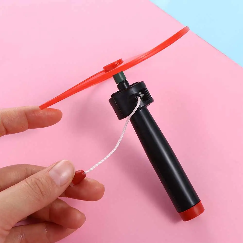 Pull String Pull String Flying Disc Flying Spin Top Hand-push Propeller Helicopter Outdoor Toys Random Color Plastic thumbnail 5