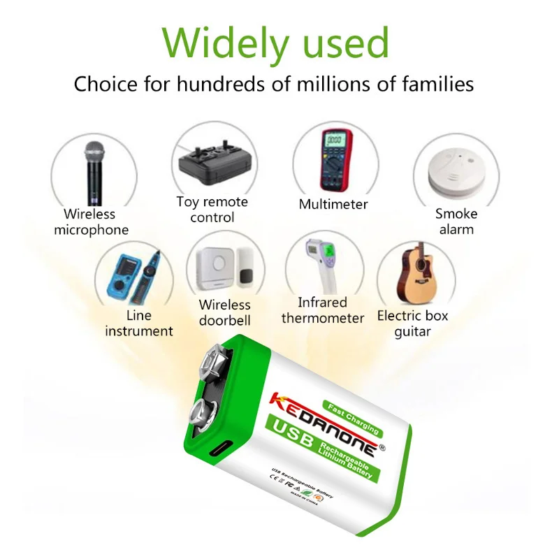 2024 9V 12800mAh li-ion Rechargeable battery Micro USB Batteries 9V lithium for Multimeter Microphone Toy Remote Control KTV use thumbnail 6