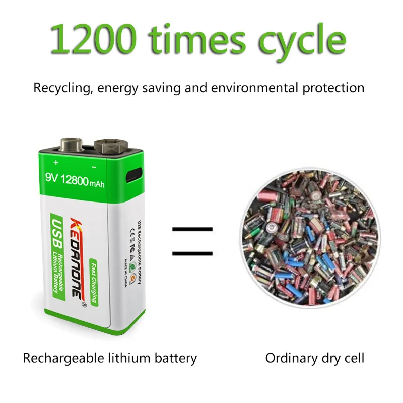 2024 9V 12800mAh li-ion Rechargeable battery Micro USB Batteries 9V lithium for Multimeter Microphone Toy Remote Control KTV use thumbnail 3