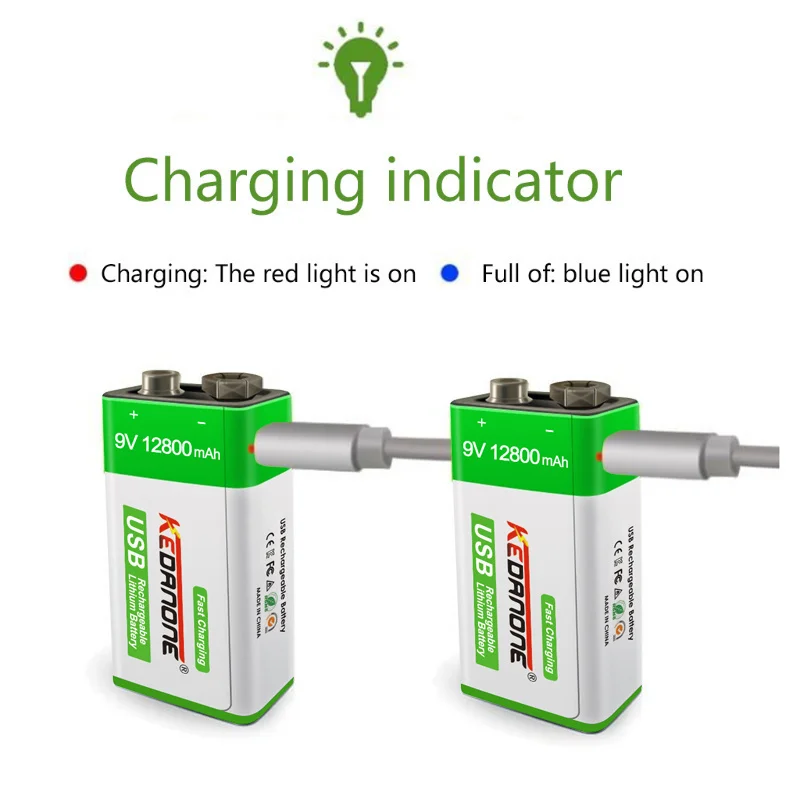 2024 9V 12800mAh li-ion Rechargeable battery Micro USB Batteries 9V lithium for Multimeter Microphone Toy Remote Control KTV use thumbnail 5