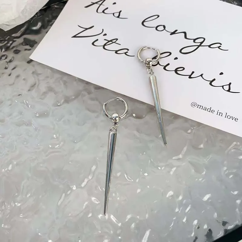Gothic Silver Color Rivet Drop Earrings for Women Men Punk Hip Hop Metal Geometric Cone Pendant Earrings Y2K Party Jewelry Gifts thumbnail 5