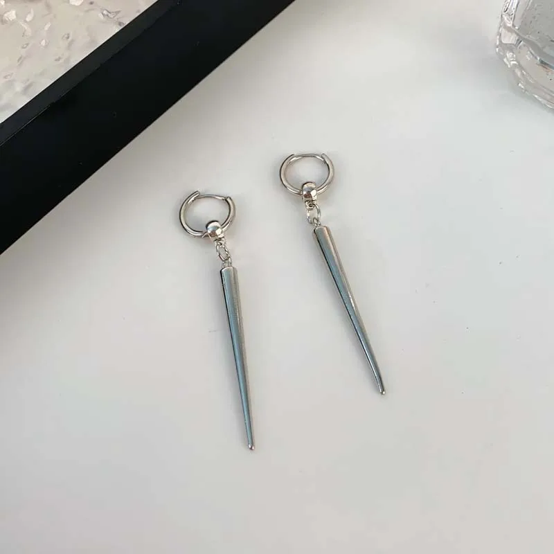 Gothic Silver Color Rivet Drop Earrings for Women Men Punk Hip Hop Metal Geometric Cone Pendant Earrings Y2K Party Jewelry Gifts thumbnail 6