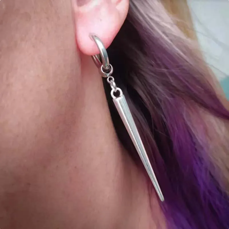 Gothic Silver Color Rivet Drop Earrings for Women Men Punk Hip Hop Metal Geometric Cone Pendant Earrings Y2K Party Jewelry Gifts thumbnail 2