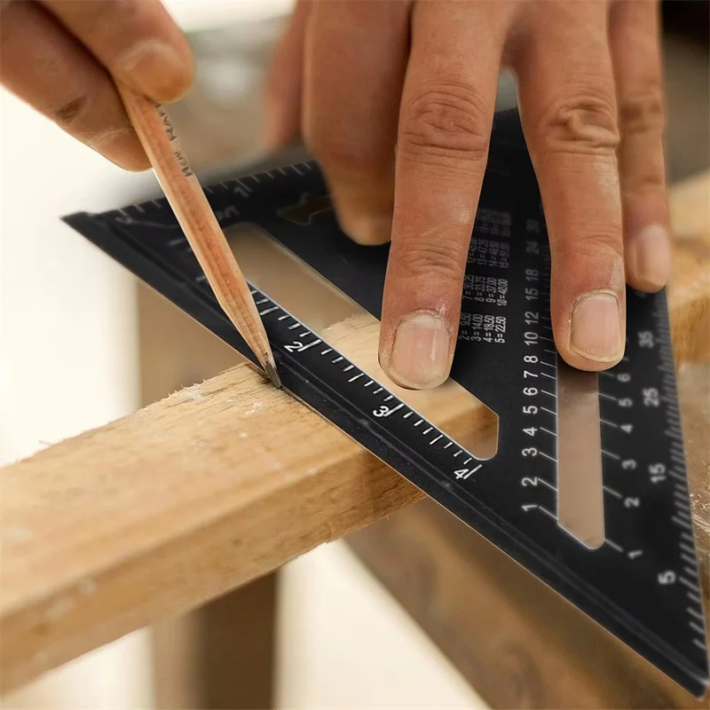 7'' /12" Triangle Ruler Carpenter Measuring Layout Tool Metric Alloy Metal Triangle Ruler Protractor for Woodworking Tools thumbnail 4