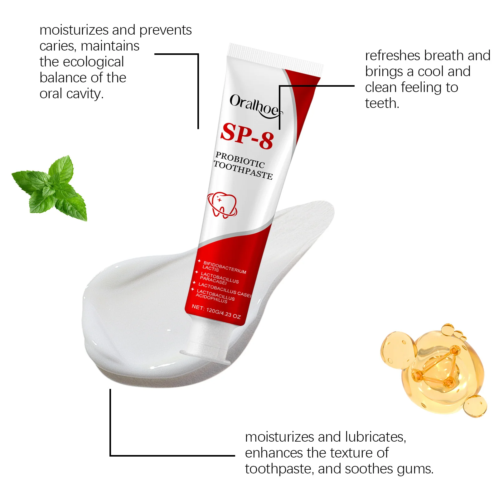 Sp-8 Probiotic Toothpaste Whitening Tooth Remove Plaque Stains Teeth Whitener Oral Hygiene Clean Fresh Breath Dental 120g/240g thumbnail 3