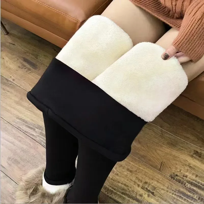 Women Lamb Fleece Leggings Seamless High Waist Thermal Winter Warm Tights Solid Stretchy Casual Pants Female Streetwear Jogger thumbnail 3