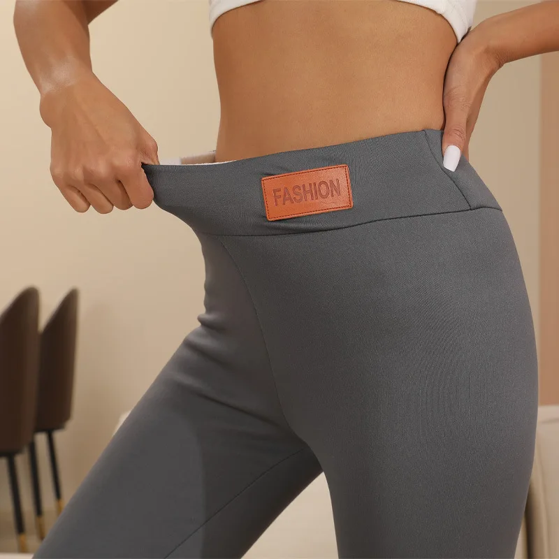 Women Lamb Fleece Leggings Seamless High Waist Thermal Winter Warm Tights Solid Stretchy Casual Pants Female Streetwear Jogger thumbnail 4