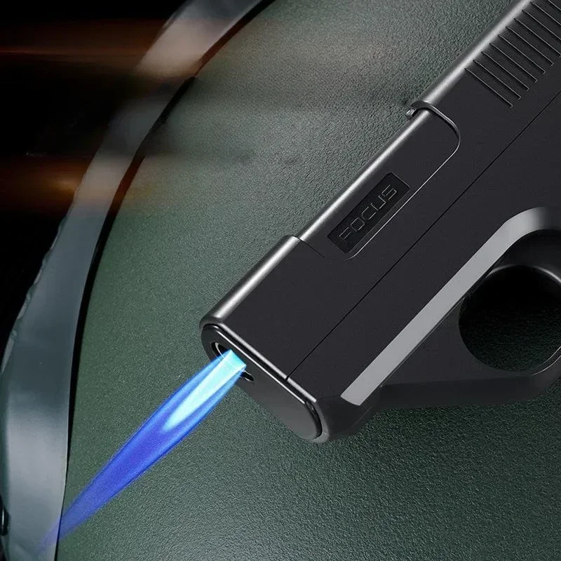 2026 New Clip Gun Type Butane Gas Lighter Three Capacity Cigarette Holder Windproof Jet Blue Flame Lighters Men's Gifts (NO GAS) thumbnail 5