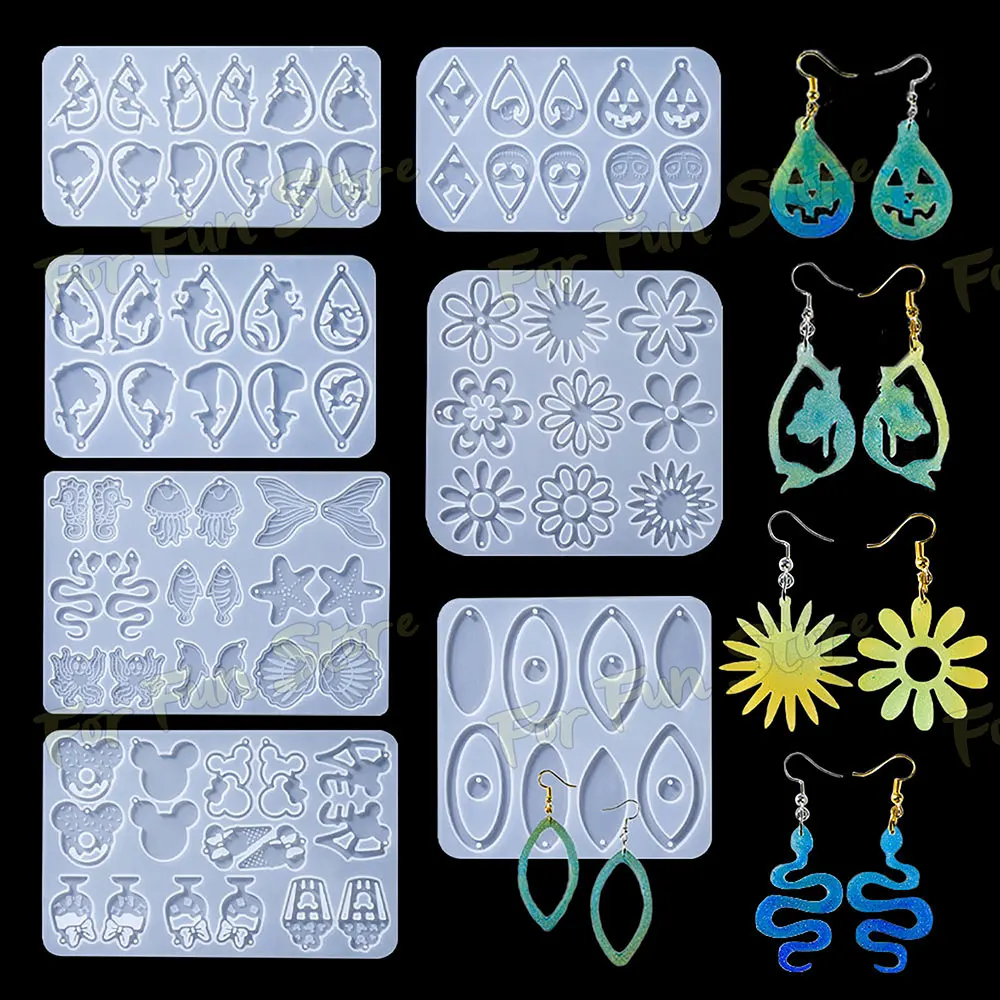 For Fun DIY Earring Pendant Silicone Mold Epoxy Resin Jewelry Making Molds Mixed Style Charms Keychain Mould Creative Handicraft thumbnail 2