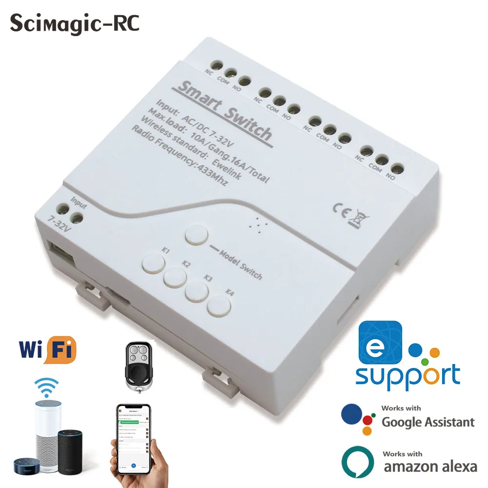 Zigbee eWelink Smart Wifi Module Switch 12V 24V 110V 220V RF 433 Remote Control 4CH DIY Relay Work With Alexa Google Home thumbnail 3