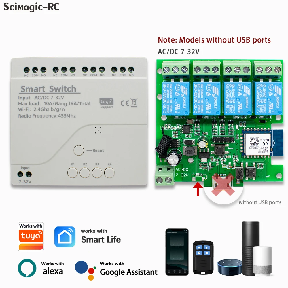 Zigbee eWelink Smart Wifi Module Switch 12V 24V 110V 220V RF 433 Remote Control 4CH DIY Relay Work With Alexa Google Home thumbnail 2