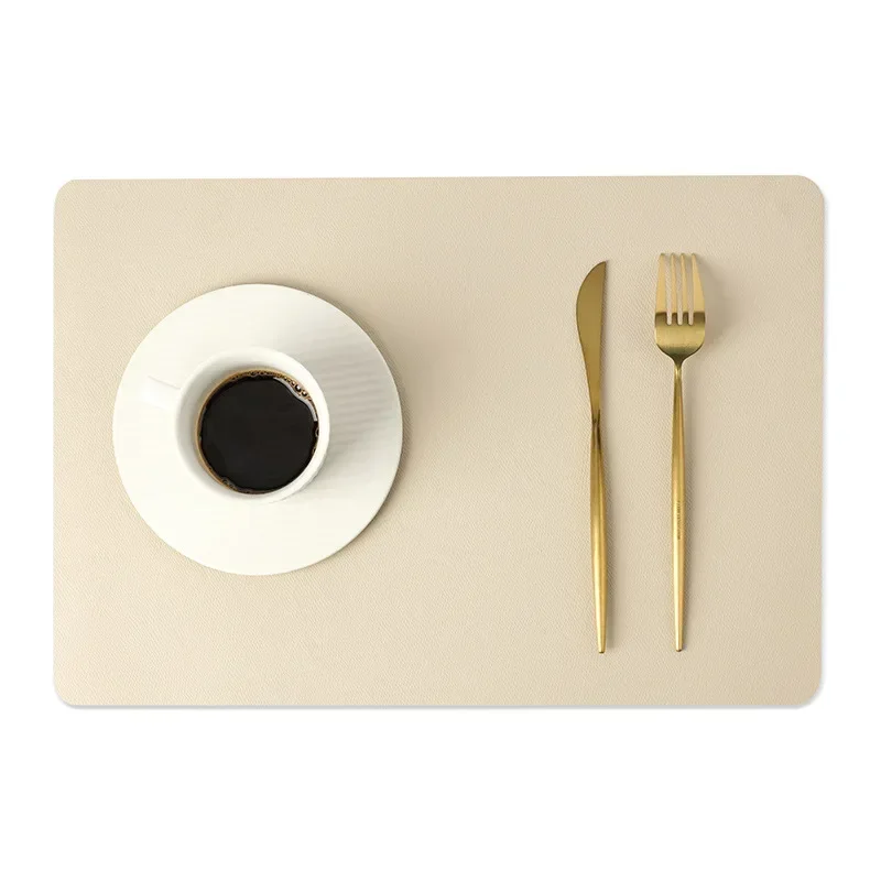 INS Nordic Solid Double Sides Leather Dining Mat Heat Insulation Placemat Home Waterproof Oil Proof Hotel Rectangle Pad thumbnail 6
