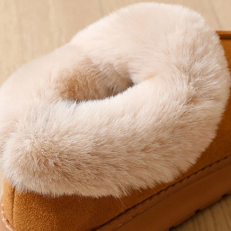 Anti-slip Thick Plush Snow Boots Women Faux Suede Platform Fur Winter Boots Woman Slip On Warm Cotton Padded Shoes Female 45 thumbnail 3