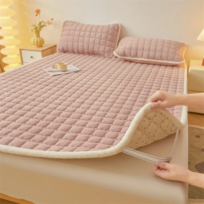 Class A Thickened Milk Fleece Mattress Winter Warm Fleece Bed Cover Student Dormitory Mat Quilt thumbnail 3