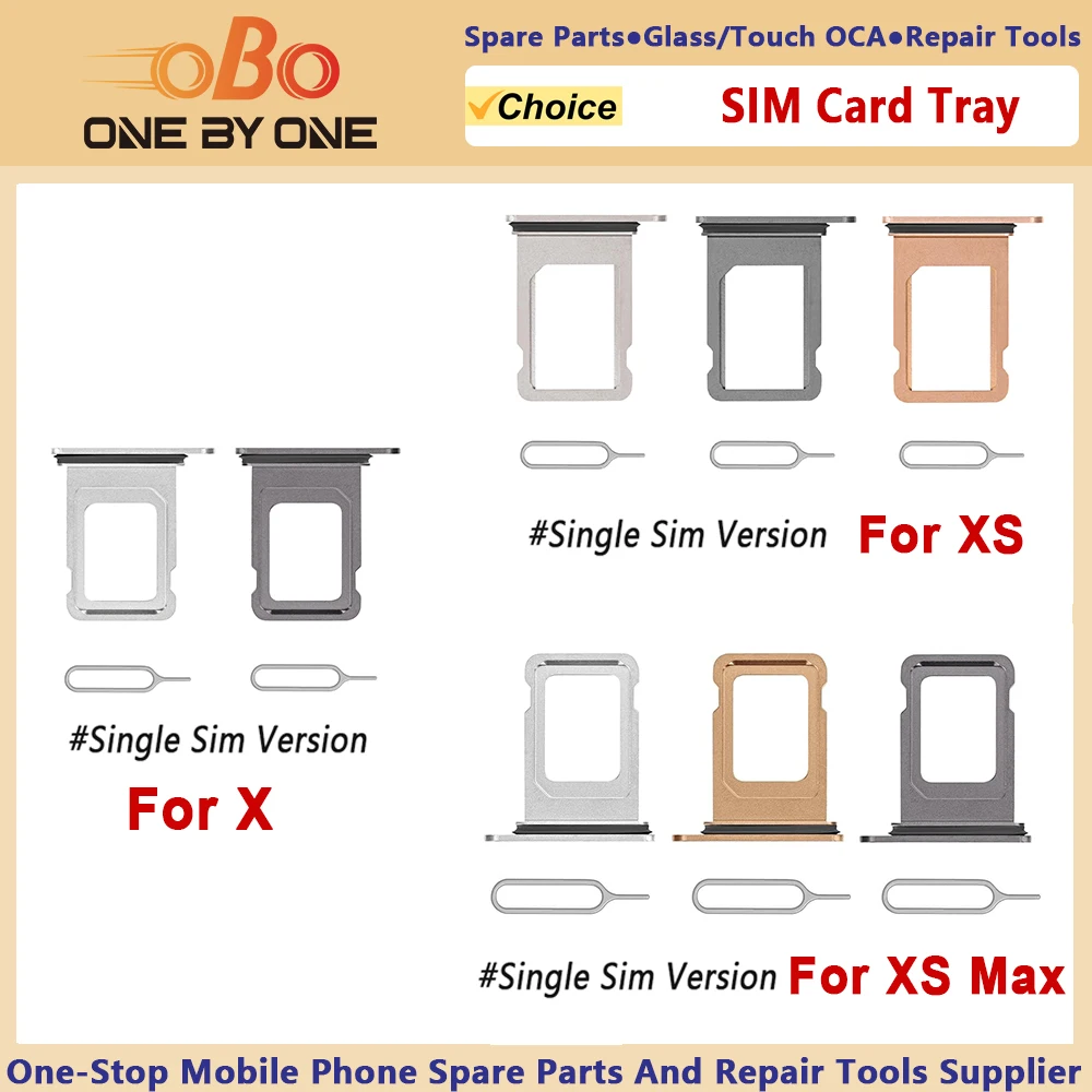 Single SIM Card Tray Holder Slot Replacement for iPhone X XS MAX XR with Eject Pin (Single Sim Version）Black Gold Silver Blue thumbnail 2