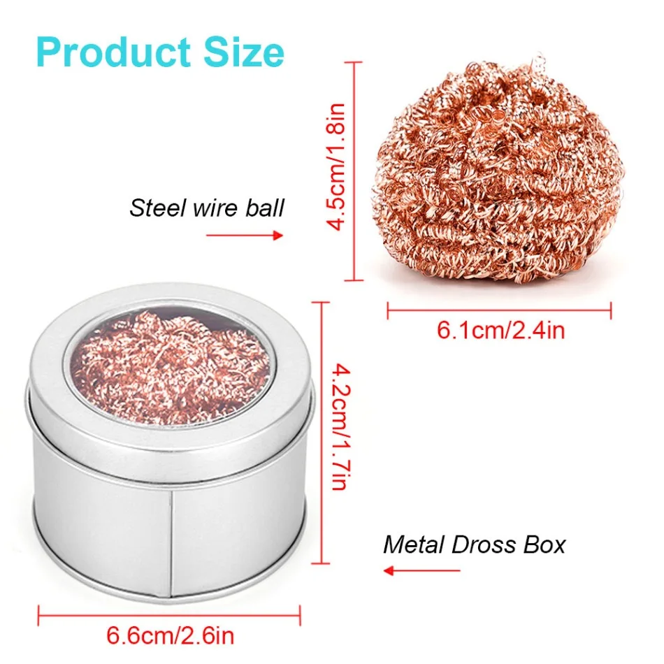 Cleaner Ball Cleaning Ball Desoldering Soldering Iron Mesh Filter Cleaning Nozzle Tip Copper Wire Metal Dross Box Clean Bal thumbnail 6