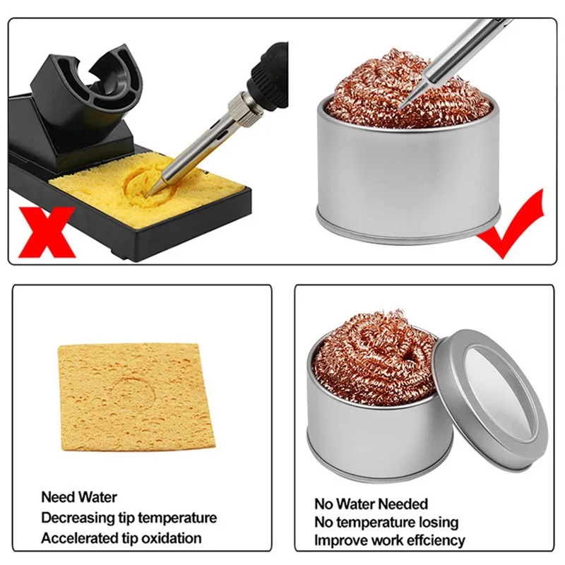 Cleaner Ball Cleaning Ball Desoldering Soldering Iron Mesh Filter Cleaning Nozzle Tip Copper Wire Metal Dross Box Clean Bal thumbnail 5