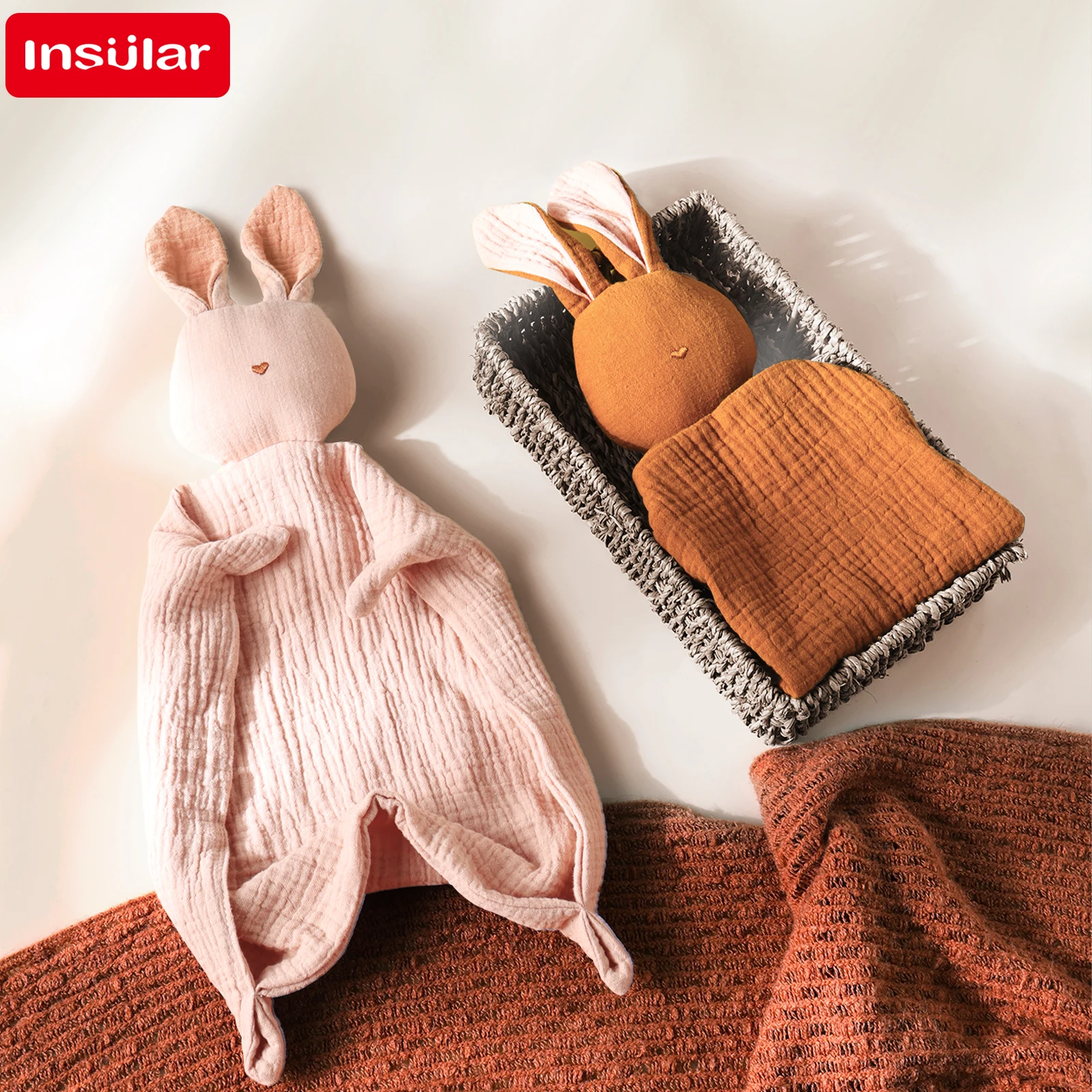 Baby Blanket Muslin Newborn Baby Sleeping Dolls Cute Rabbit Soft Cotton Gauze Kids Sleep Soothe Appease Towel Bibs Boys Girls thumbnail 2