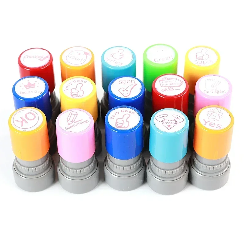 English Encourage Comments Stamp Seal Student Teacher Children's Encouragement Cartoon Comment Reward Assorted Scrapbook Stamps thumbnail 5